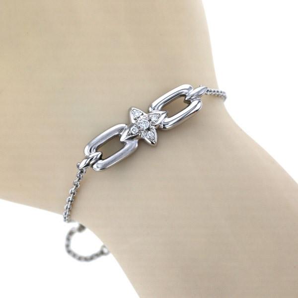 Pt850 プラチナ ブレスレット ダイヤモンド 0.07ct チェーンデザイン 花 フラワー クロス 十字 17cm【新品仕上済】【zz】【中古】の通販は 49,500円
