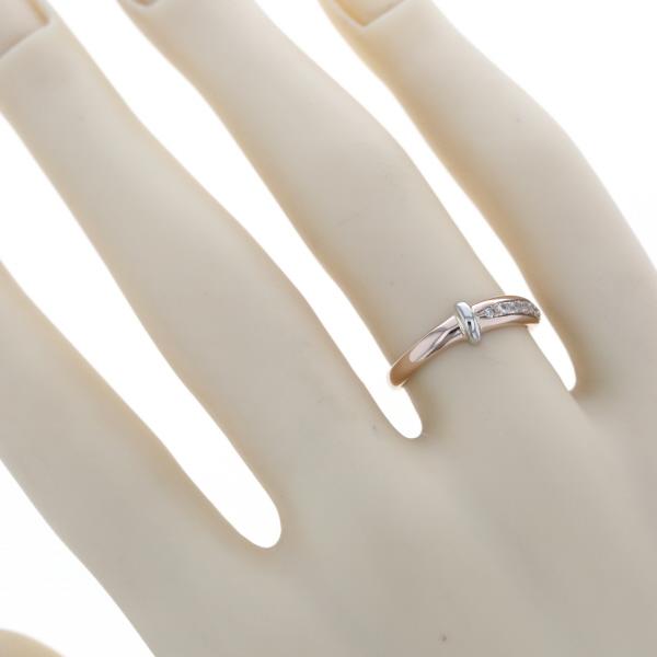 K18PG Pt900 コンビ リング ダイヤモンド 0.10ct 10粒 エタニティ 