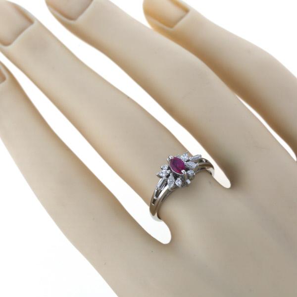 Pt900 プラチナ リング ルビー 0.25ct ダイヤモンド 0.25ct マーキス 