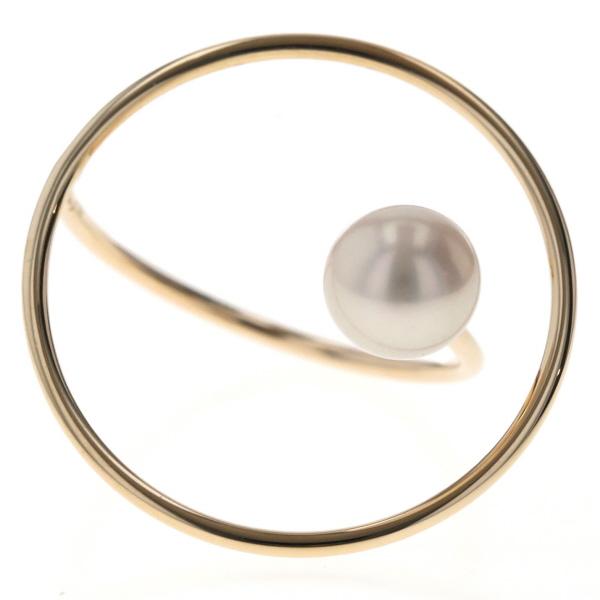 Star Jewelry girl K10YG イエローゴールド リング パール 真珠 6.0mm 一粒 サークル デザイン 指輪 5号【新品仕上済】【zz】【中古】