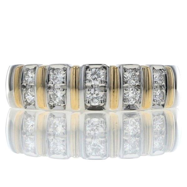 Ambrose アンブローズ Pt900 K18YG コンビ リング ダイヤモンド 0.30ct ストライプ シンプル 指輪 16号【新品仕上済】【zz】【中古】 101,750円