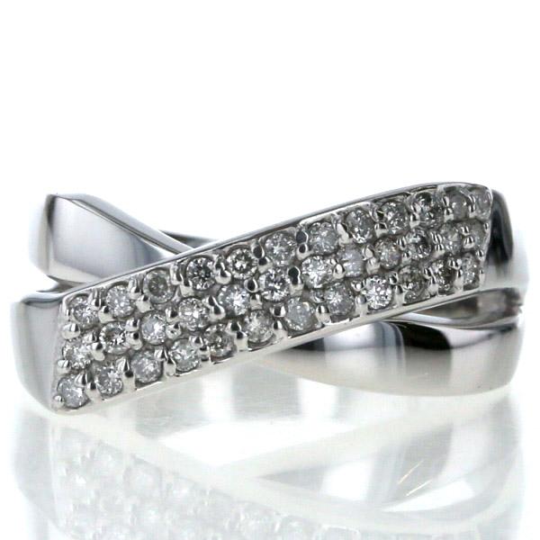 K18WG ホワイトゴールド リング パヴェ ダイヤモンド 0.30ct クロス インフィニティ パヴェ 11号 指輪【新品仕上済】【zz】【中古】の通販は 62,315円