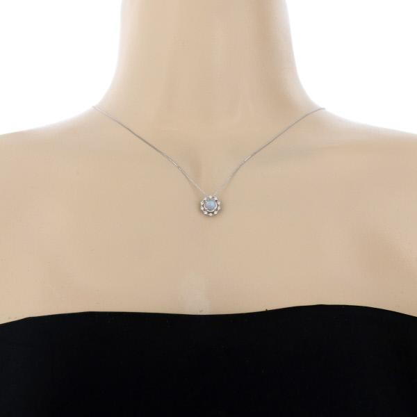 K18WG ホワイトゴールド ネックレス ダイヤモンド 0.13ct ブルームーンストーン 0.90ct サークル 45cm【新品仕上済】【zz】【中古】_4