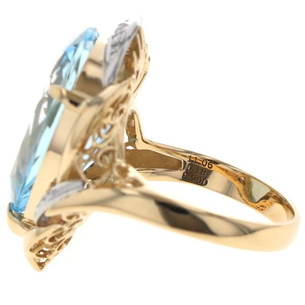 K18YG Pt900 コンビ リング ブルートパーズ 11.06ct ダイヤモンド 0.05ct 雫 ドロップ 大粒 12号 指輪【新品仕上済】【zz】【中古】_2