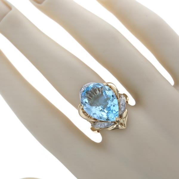 K18YG Pt900 コンビ リング ブルートパーズ 11.06ct ダイヤモンド 0.05ct 雫 ドロップ 大粒 12号 指輪【新品仕上済】【zz】【中古】_6