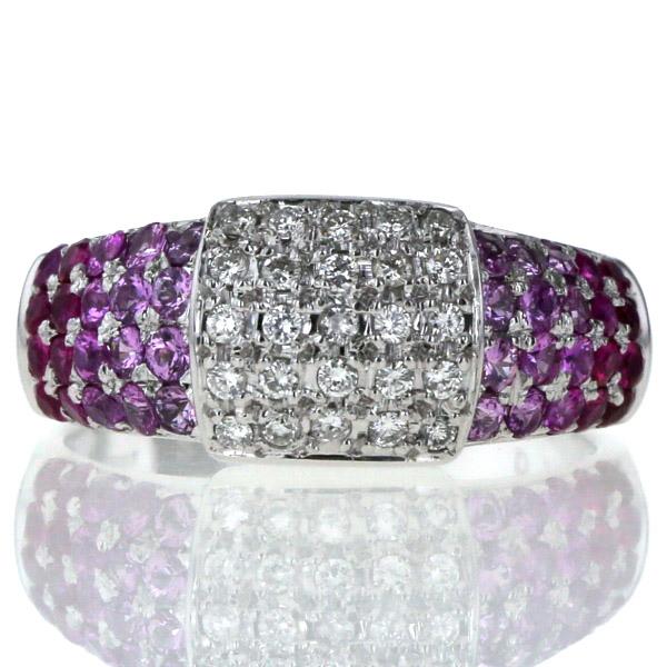 K18WG ホワイトゴールド リング ピンクサファイア ルビー 1.20ct  