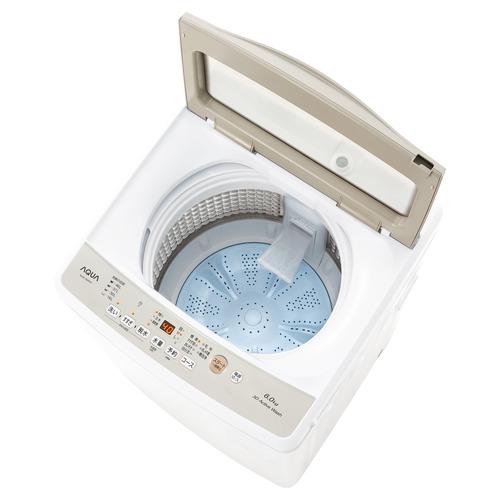 全自動洗濯機 縦型 洗濯容量 6.0kg ガラストップ ホワイト アクア AQW-S6R(W)