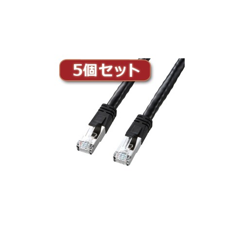 5個セット サンワサプライ PoE CAT6LANケーブル(5m) KB-T6POE-05BKX5