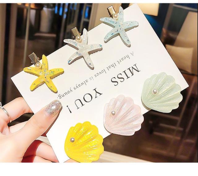 ヘアクリップ ヘアアクセサリー レディース ヘアピン ヒトデ シェル 貝殻 パール ピン ビーチ おしゃれ かわいい イエロー ピンク オレンの通販はau Pay マーケット Another Me アナザーミー