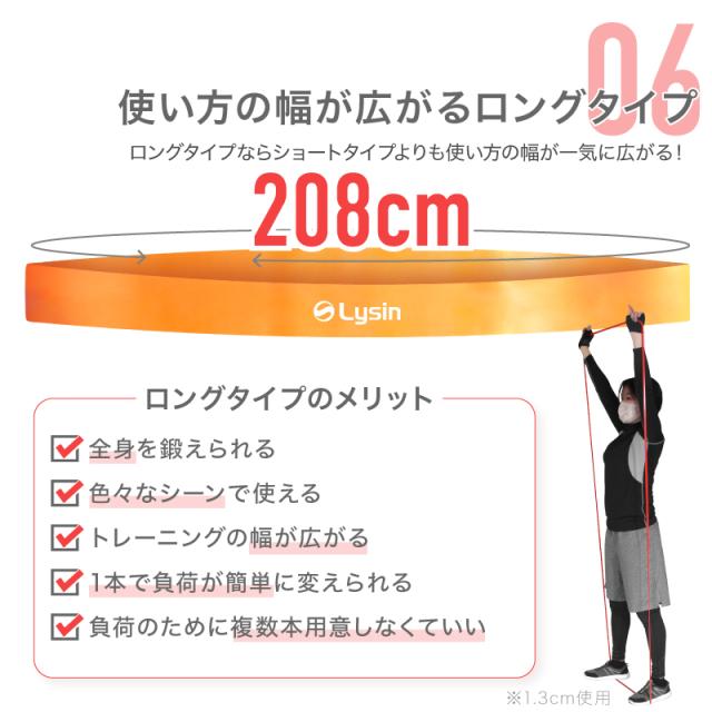 ライシン トレーニングチューブ 6.4cm 負荷レベル6/8 ゴム バンド 筋