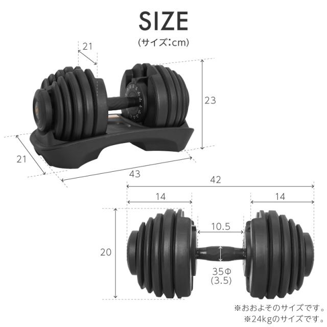 ライシン パンプキング 片手式 24kg 2個セット 可変式ダンベル 【1年 