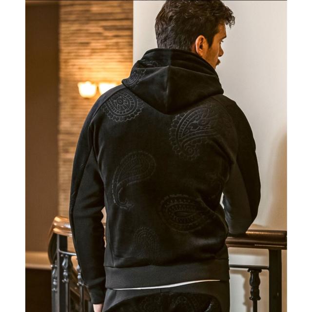 ウノピュウノウグァーレトレ リラックス 1PIU1UGUALE3 RELAX ペイズリーベロアジップパーカーセットアップ S M L XL XXL uso-25098 usb-25098 ブラック_3