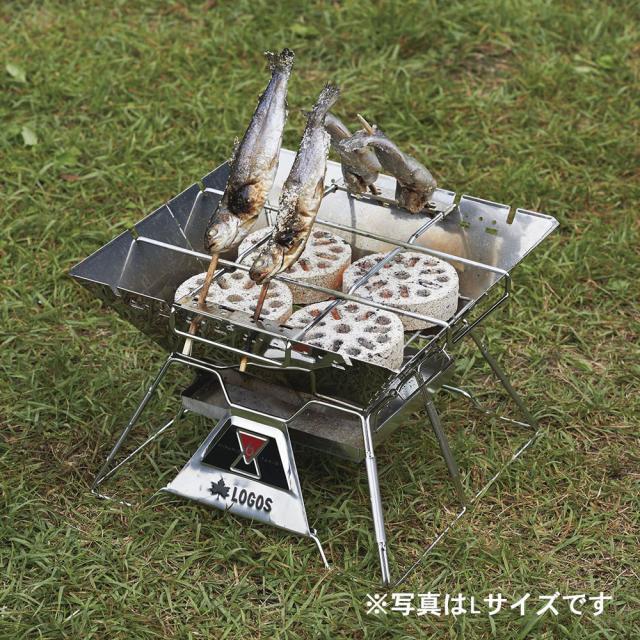 ロゴス LOGOS アウトドア LOGOS the ピラミッドTAKIBI XL 焚き火 たき火 ゴトク料理 焚き火台 串焼きプレート付き 灰受け構造 コンパクト収納 キャンプ バーベキュー  81064161_5