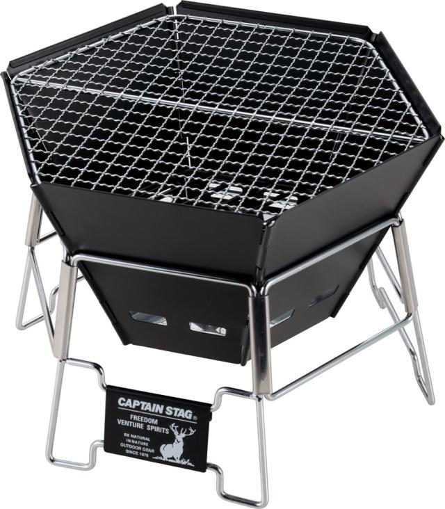 キャプテンスタッグ CAPTAIN STAG アウトドア CSブラックラベル ヘキサステンレス ファイアグリル M  UG0070