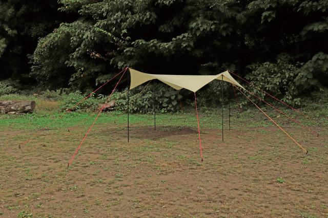 キャプテンスタッグ トレッカー ヘキサタープセット350x280UV (カーキ) 返品種別A CSヘキサタープUV(サイドポール2本付) - アウトドア・キャンプ用品