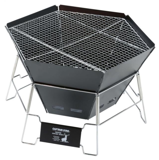 キャプテンスタッグ BBQ・七輪・焚火台 フラッグ ステンレスV型
