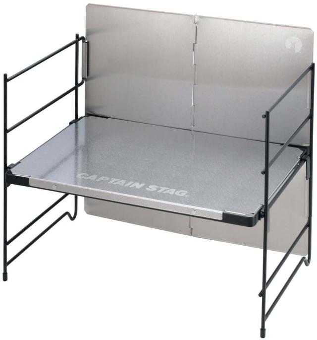 キャプテンスタッグ CAPTAIN STAG アウトドア ステンレス マルチラックテーブル 風防付  UC596