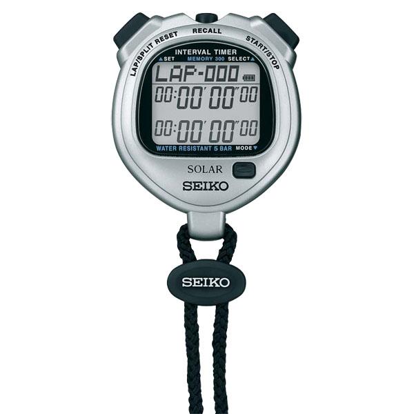 セイコー SEIKO SOLER INTERVAL TIMER スタイリッシュシルバー 体育 競技一般用 ストップウオッチ ソーラー充電 タイマー ラップタイム スプリット 二段表示  SVAJ101