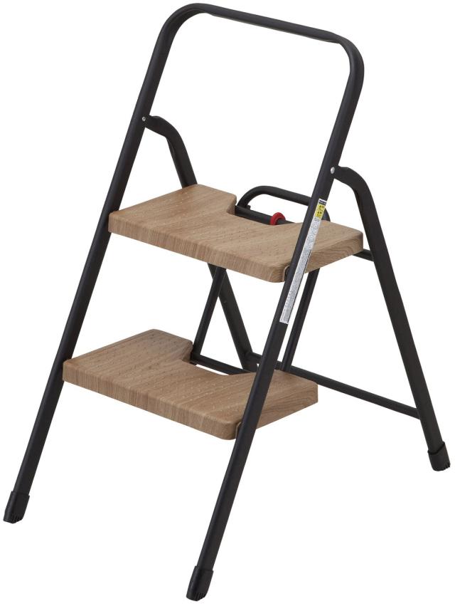 フォールディングステップ FOLDING STEP アウトドア フォールディングステップ オーク2段 マット 楕円形フレーム 踏み台 安心構造 コンパクト スリム ストッパー 椅子 脚キャップ付 安定感 高所作業  177244