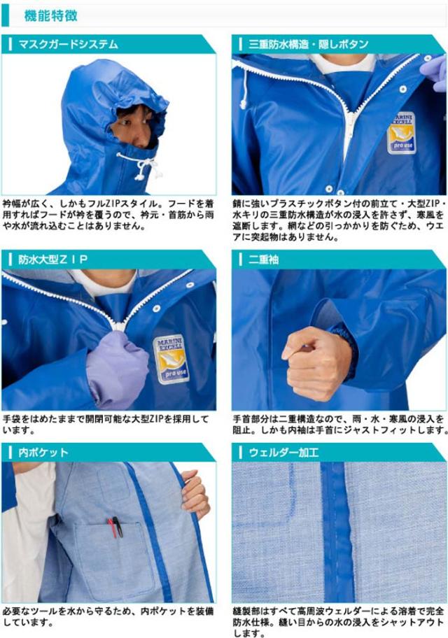 ロゴス LOGOS アウトドア マリンエクセル パーカー ブルー M ジャケット レイン 防水 撥水 水産業 遠洋・中近海作業 湾岸作業 養殖業 水産加工業  12030153_3