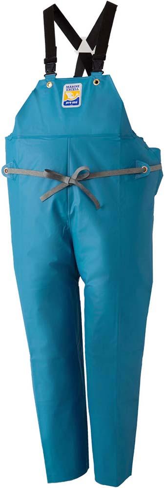 ロゴス LOGOS アウトドア マリンエクセル 胸当付ズボン膝当て付 サスペンダー式 ターコイズ L レインパンツ パンツ ズボン 防水 撥水 耐寒 水産業 遠洋・中近海作業 湾岸作業 養殖業 水産加工業  12063162