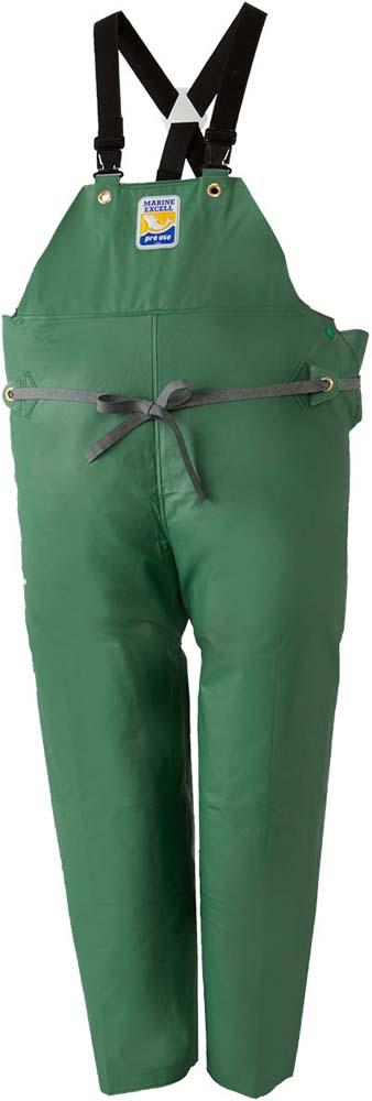 ロゴス LOGOS アウトドア マリンエクセル 胸当て付ズボン膝当て付 サスペンダー式 グリーン 3L レインパンツ パンツ ズボン 防水 撥水 耐寒 水産業 遠洋・中近海作業 湾岸作業 養殖業 水産加工業  12063360