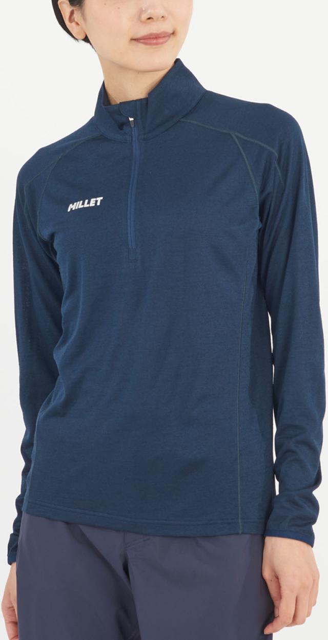 ミレー MILLET アウトドア UBIC WOOL ZIP LS W ベースレイヤー ロング
