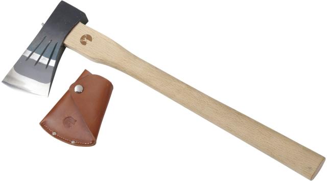 キャプテンスタッグ CAPTAIN STAG アウトドア 全鋼小斧 ロングストレート450 レザーカバー付 斧 薪割り キャンプ 焚き火 おの 牛革カバー  UM0009