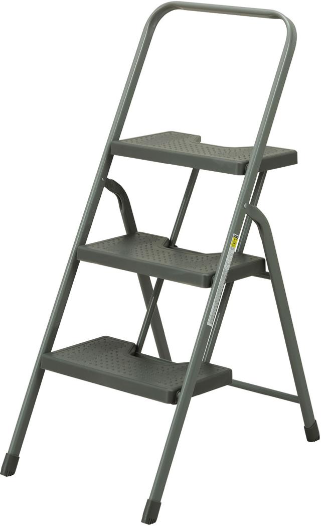 フォールディングステップ FOLDING STEP アウトドア フォールディングステップ3段 グレー 踏み台 足場 脚立 荷下ろし 折りたたみ スリム収納 ワンタッチ開閉 ロック機能付き 安定感 滑り止め 耐荷重100kg 184778