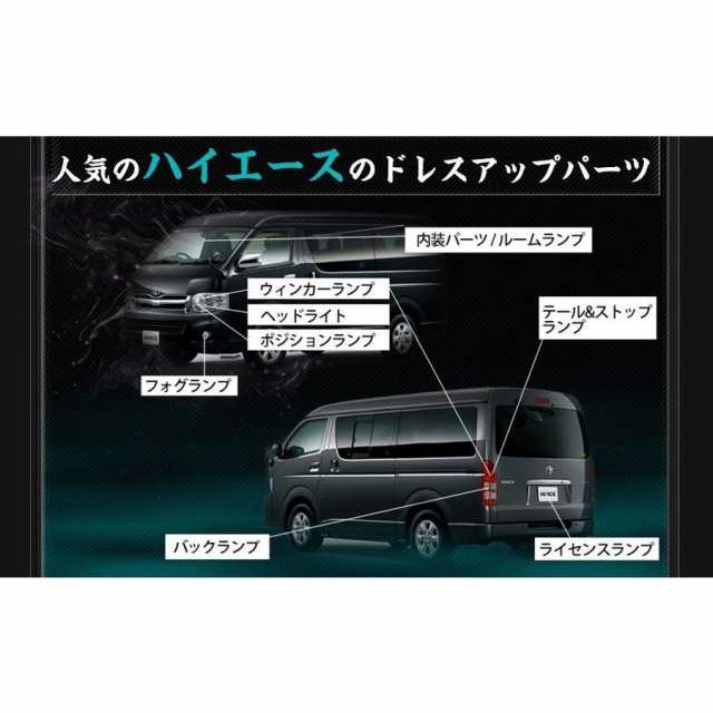 新しい 200系ハイエース 4型 5型 6型 7型 LED ルームランプ 専用 ホワイト
