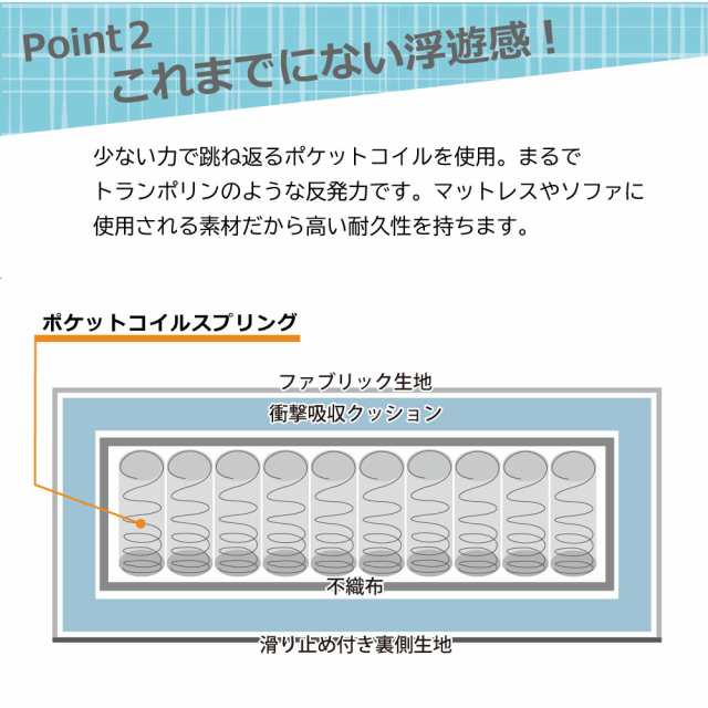 トランポリン クッション レザーファブリック スプリング 高反発 58×58cm