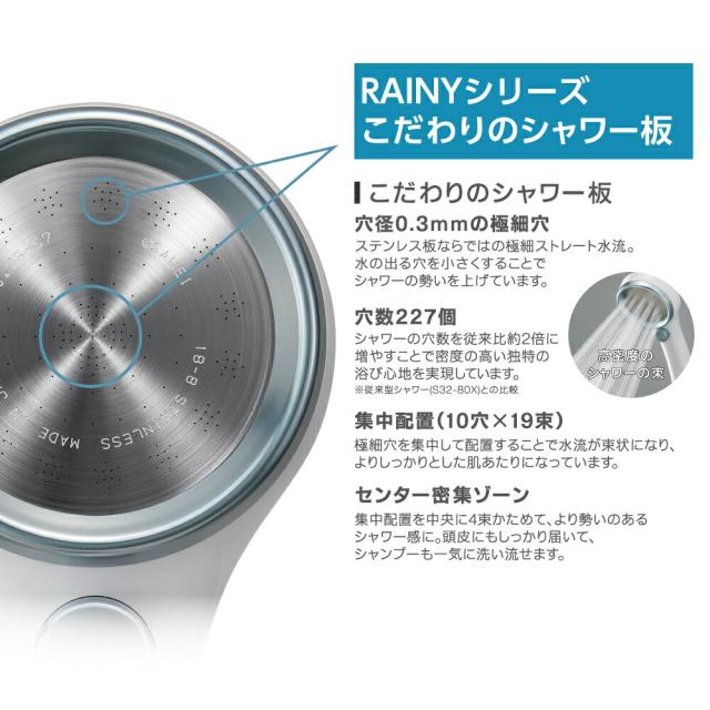 サンエイ FBシャワーヘッド レイニーストップ シャワーヘッド 節水 極細水流 ウルトラファインバブル ストップボタン付き 一時止水  増圧 シャワー お風呂  PS3036-80XA-MW2 SANEI 三栄水栓 小泉成器_2