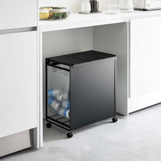 蓋付き目隠し分別ダストワゴン 3分別 5977 ホワイト WH 5978 ブラック