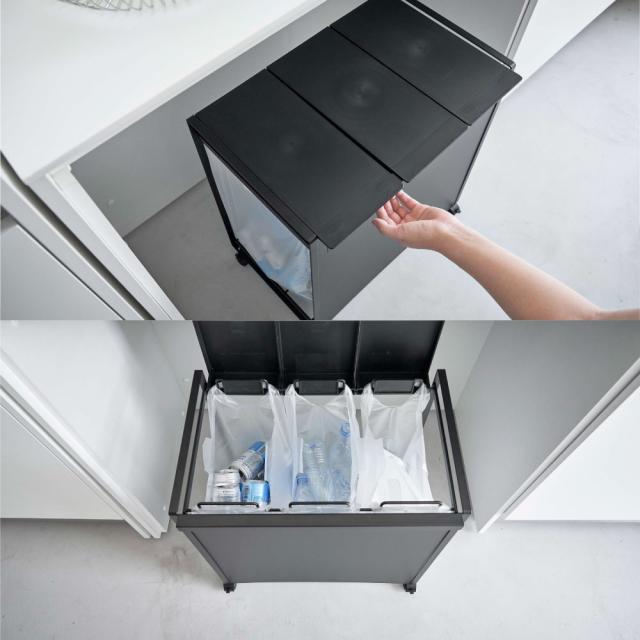 蓋付き目隠し分別ダストワゴン 3分別 5977 ホワイト WH 5978 ブラック