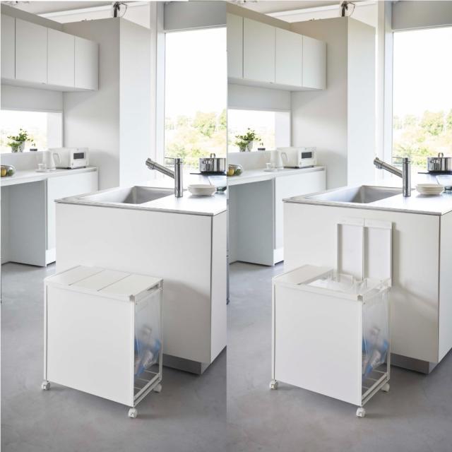 蓋付き目隠し分別ダストワゴン 3分別 5977 ホワイト WH 5978 ブラック