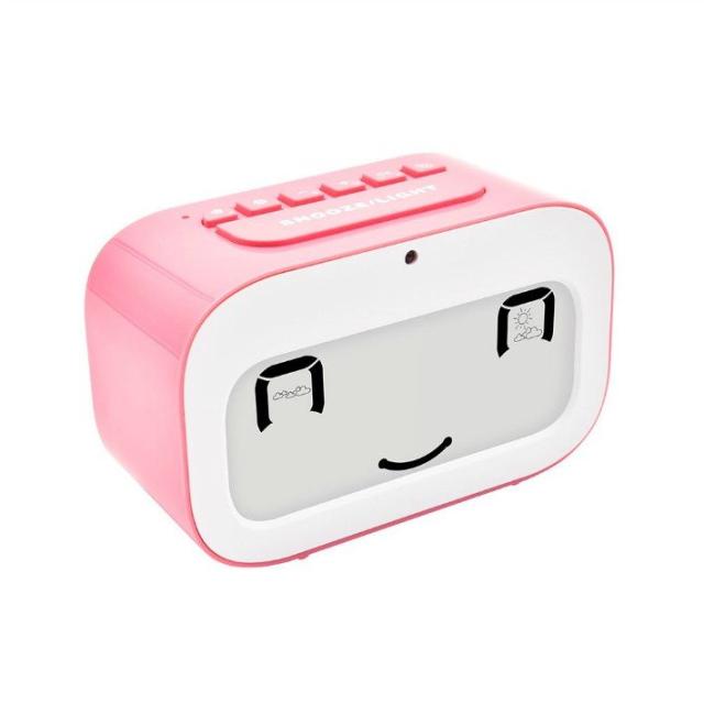 目覚まし時計 かわいい絵文字卓上時計 温度 スヌーズ機能付き ベッドルーム オフィスデスクキューブの置き時計 電池式 黄 ピンク 青 Aの通販はau Pay マーケット Jp Life