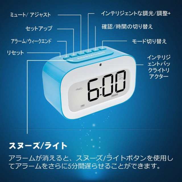 目覚まし時計 かわいい絵文字卓上時計 温度 スヌーズ機能付き ベッド