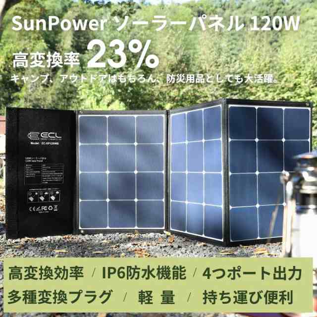 ソーラーパネル 120W 折りたたみ式 ソーラーチャージャー ソーラー充電