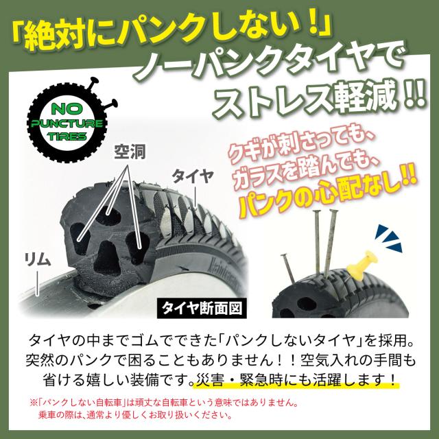 BEPN18PN ミムゴ ノーパンク ロータイプ電動アシスト三輪自転車 E-PARTON PLUS マットカーキ メーカー直送_3