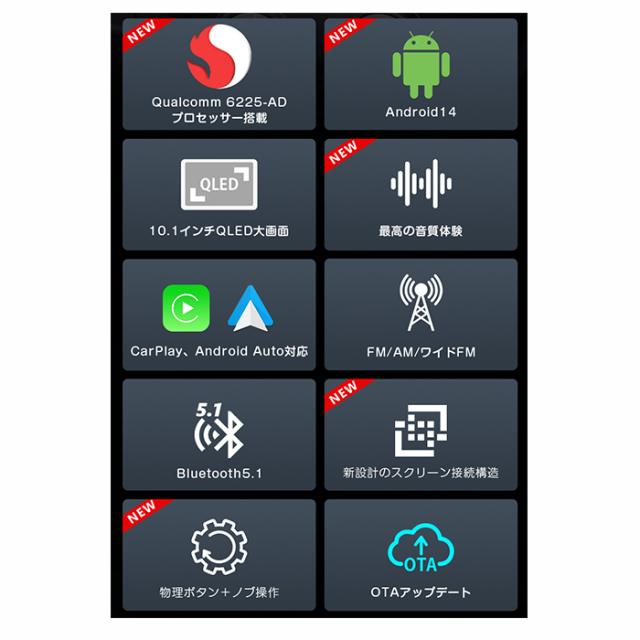 UX7SJ-PLUS+V0051 EONON ディスプレイオーディオ 地デジチューナーセット 10.1インチ画面 アンドロイド14 静電式一体型車載PC 物理ボタン ノブ操作_2
