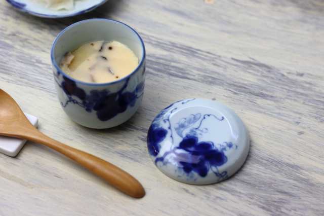 藍染ぶどう 茶碗蒸し器 200ml 日本製 美濃焼 蒸し碗 茶碗蒸し 蒸し器