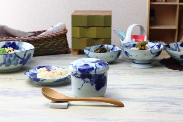 藍染ぶどう 茶碗蒸し器 200ml 日本製 美濃焼 蒸し碗 茶碗蒸し 蒸し器 蓋付 蓋付き 蓋つき 蓋 ふた 青 青い器 食器 うつわ 器 皿 お皿  陶｜au PAY マーケット