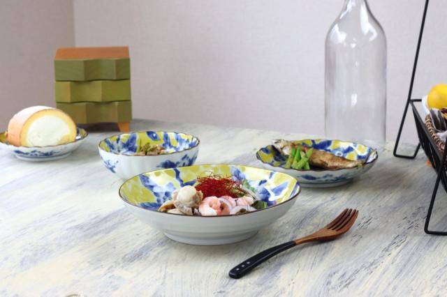 ①富貴長春　深皿　大皿　6客セット　21cm ①富貴長春深皿大皿6客セット21cm