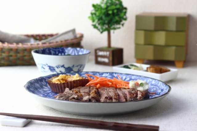 【あす楽対応】 藍華 大皿 24.5cm 日本製 美濃焼 8寸皿 プレート ラウンド 丸皿 工芸品
