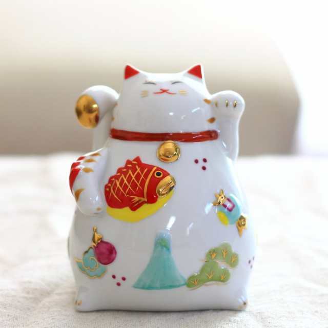 陶器の招き猫貯金箱 - 置物