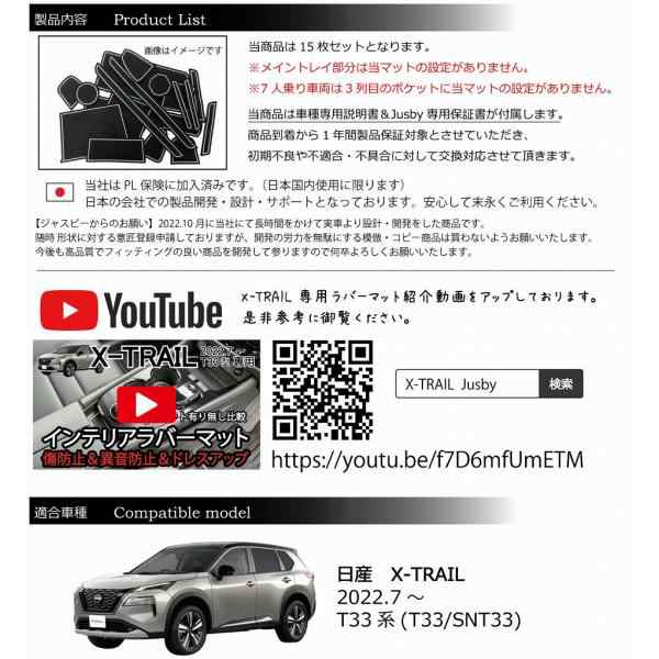 日産 新型エクストレイル X-TRAIL T33用 インテリアラバーマット ドア