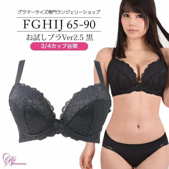 ブラジャー 大きいサイズ インナー 女性 下着 お試しブラVer2.5黒 3/4カップ・谷間（SP-246）の通販はau PAY マーケット -  ruiglamourous