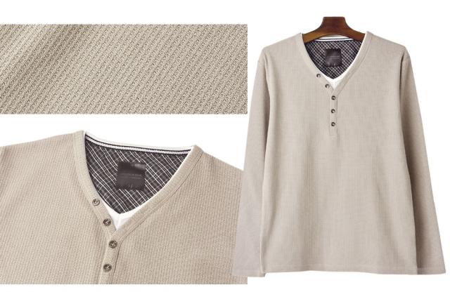 (古着)00s basic Edition ヘンリーネックロンT カットソー 洗える】ヘンリーネックカットソー（2002429187