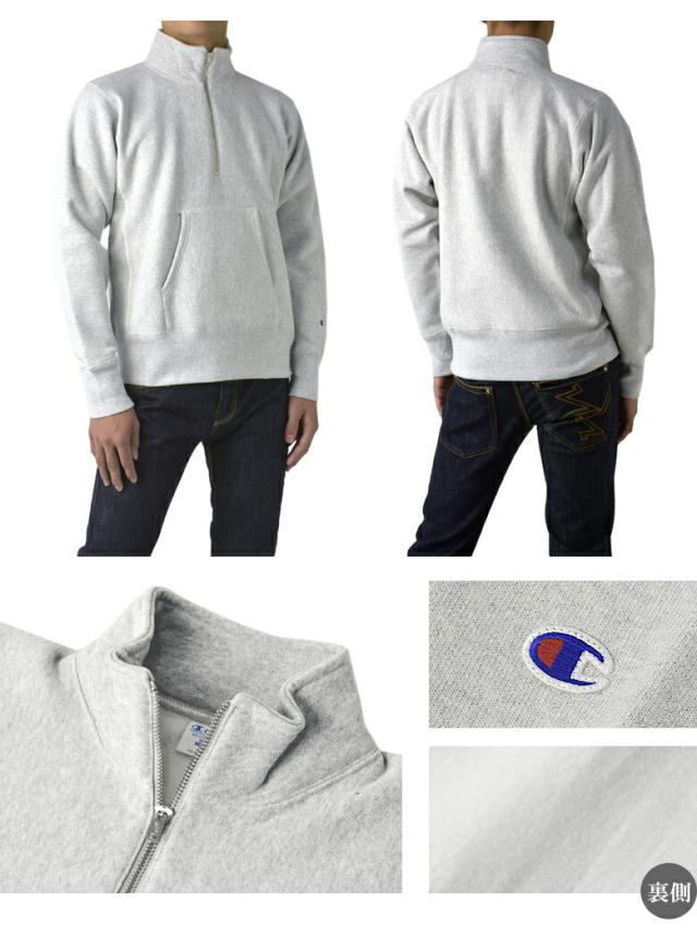 Champion チャンピオン REVERSE WEAVE ハーフジップ スウェットシャツ 裏起毛 プルオーバー 11.5oz Terry Fleece 青単タグ アメリカ綿 C3-Y017 正規品【A9H】