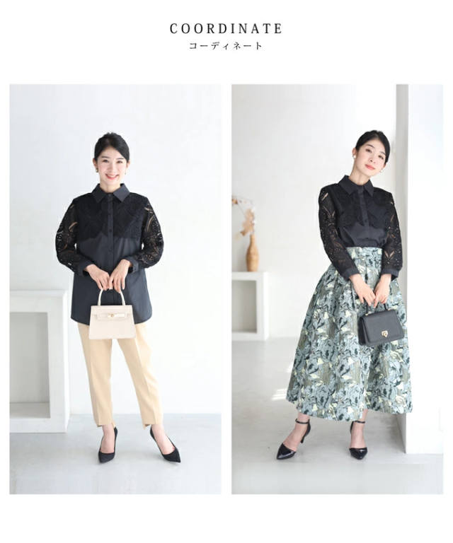 再入荷8月9日 美しいカットワークの花レースシャツトップス（S~2L対応